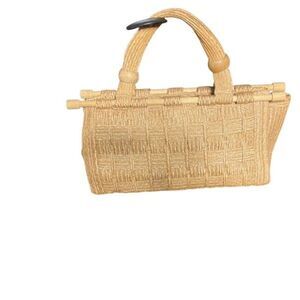 Italian Woven Straw Double Handle Tote Bag Purse Duffle Bag Made in Italy